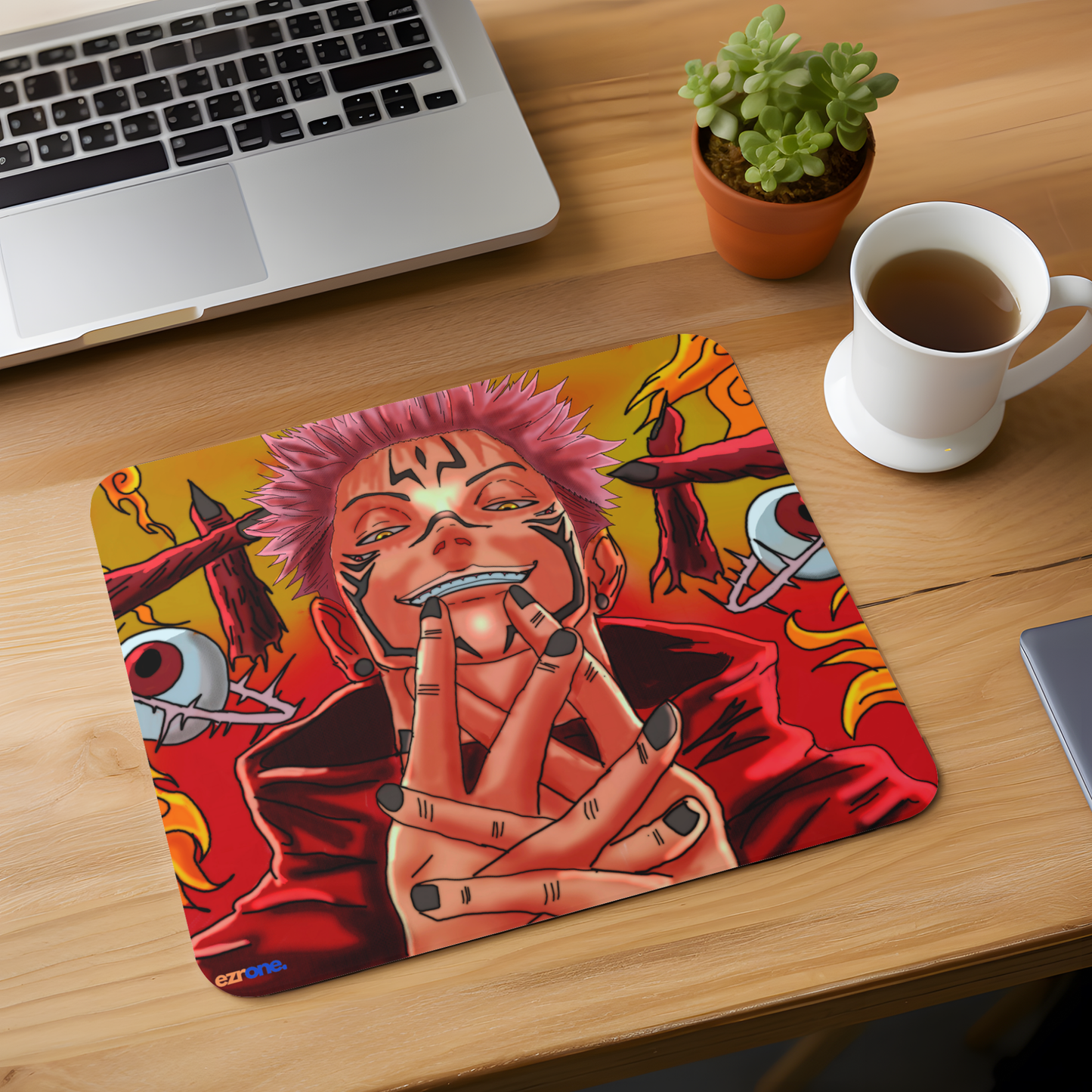 Jujutsu Kaisen Ryomen Sukuna Cursed Flames Design Mouse Pad For Gamers & Workstations