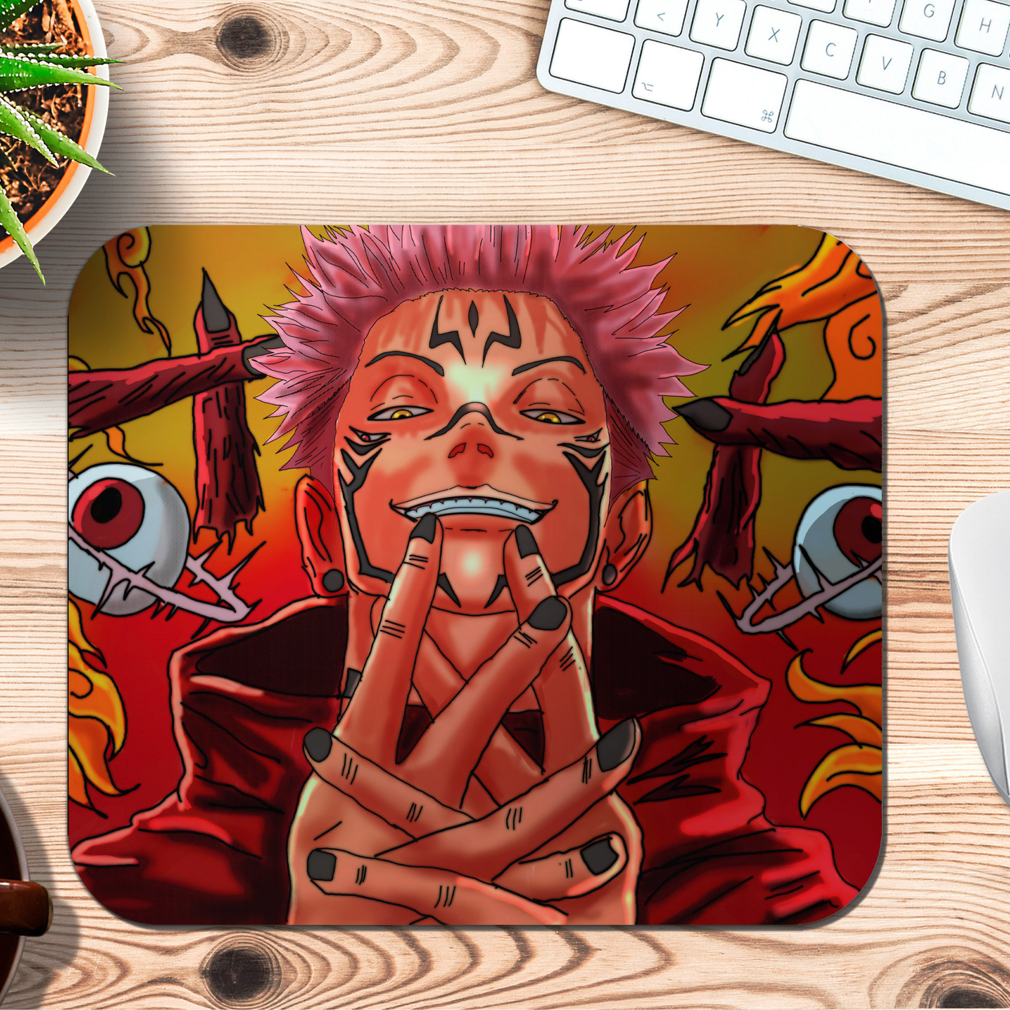 Jujutsu Kaisen Ryomen Sukuna Cursed Flames Design  Mouse Pad For Gamers & Workstations