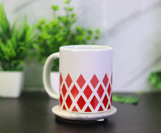 Premium Red Diamond Pattern Coffee Mug