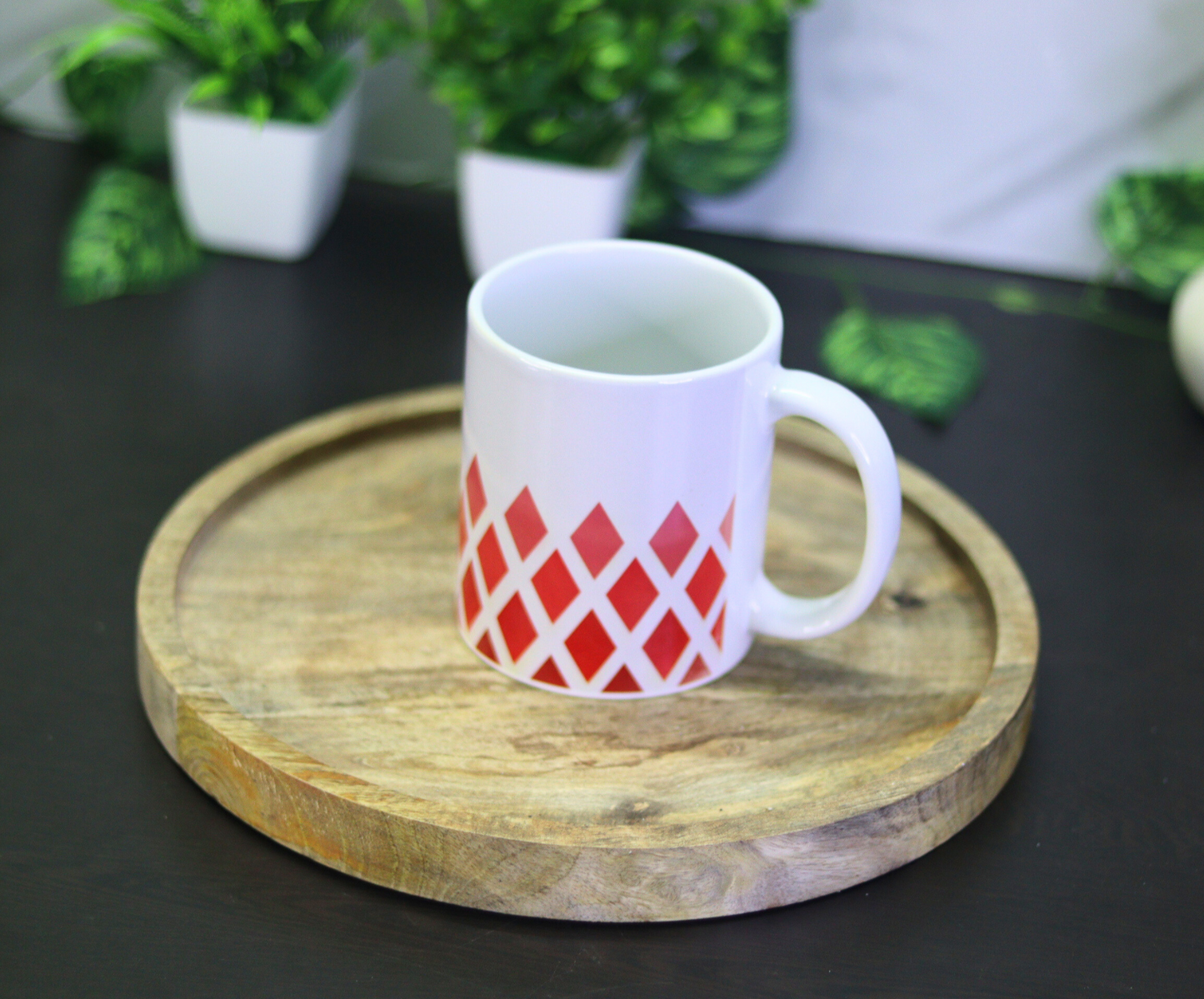 Premium Red Diamond Pattern Coffee Mug