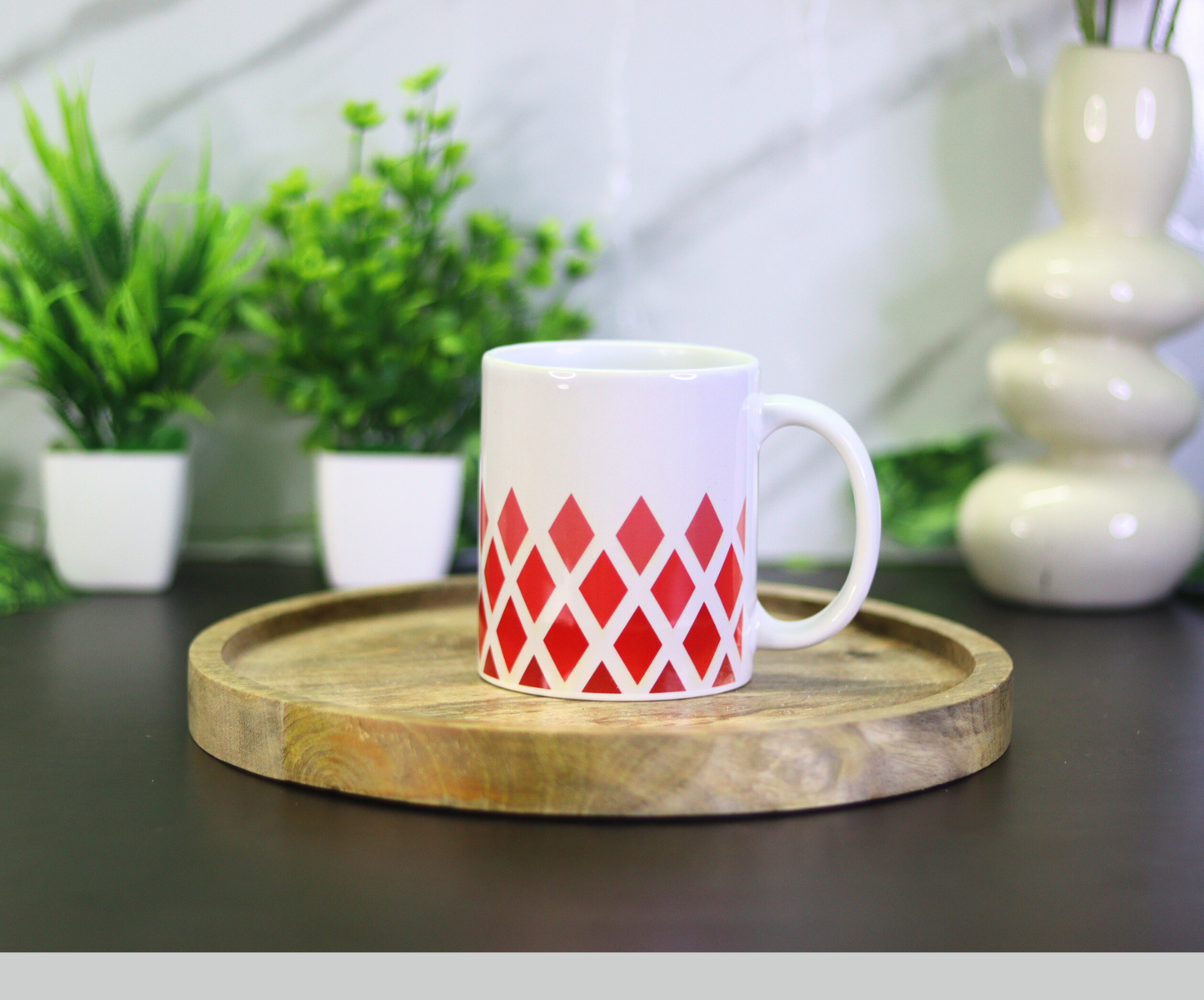 Premium Red Diamond Pattern Coffee Mug