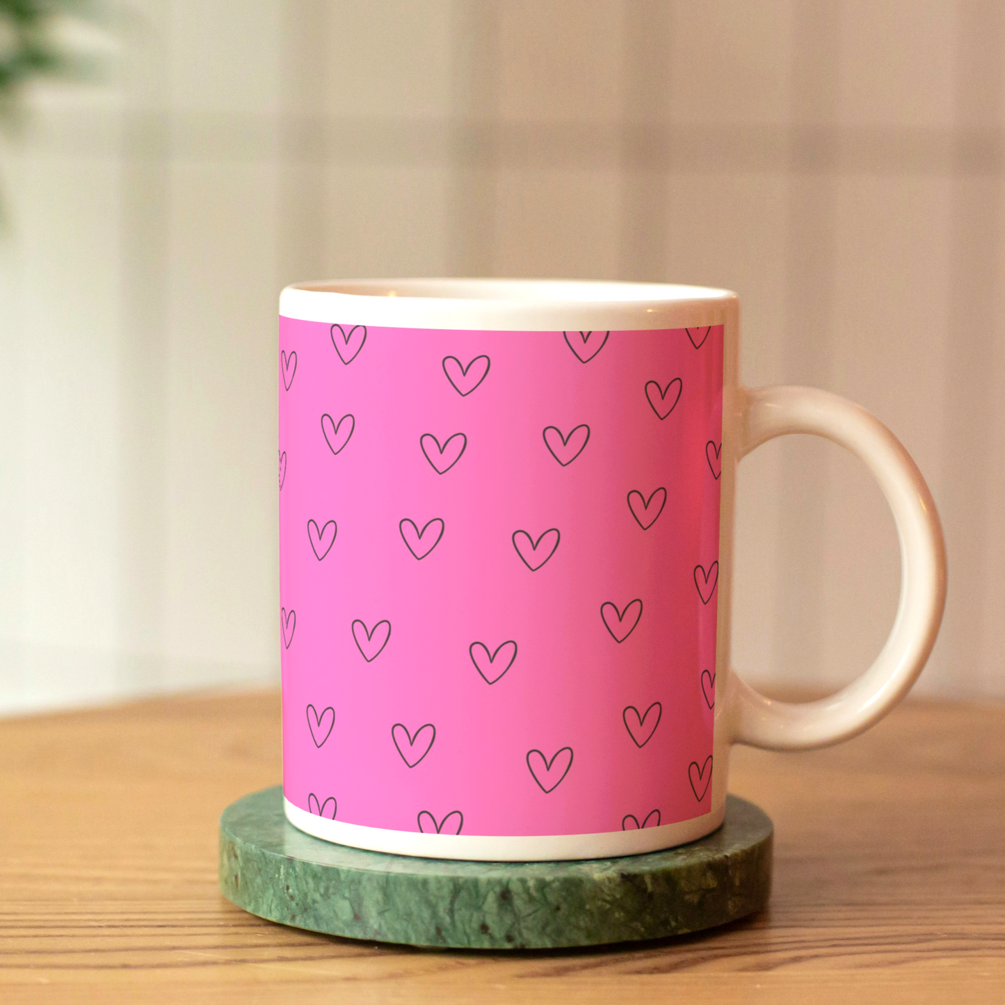 Pink Heart Pattern Coffee Mug