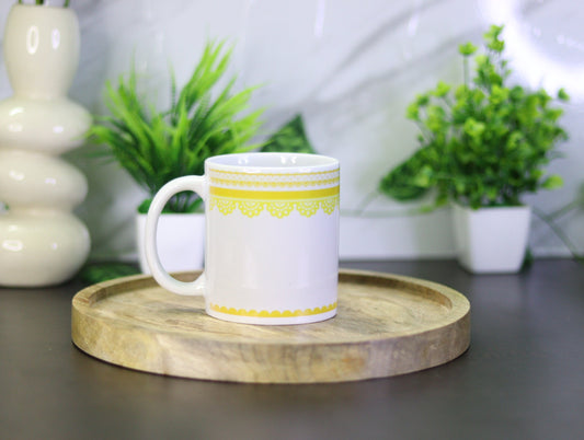 Premium Yellow Lace Design Coffee Mug